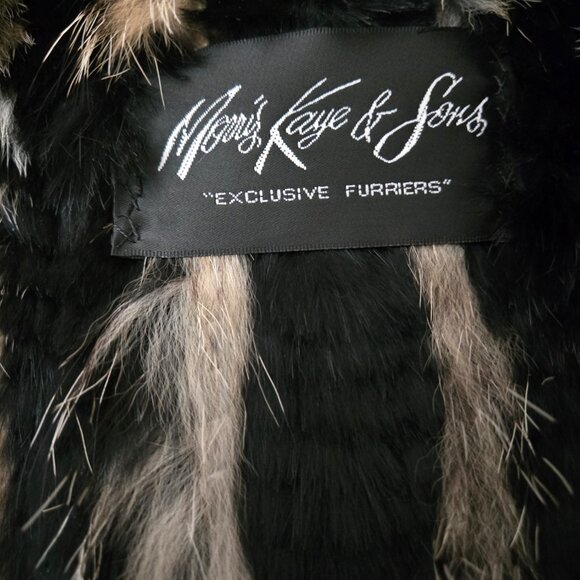 Black Knit Rabbit with Fox Fringe Jacket - Picture 2 of 9